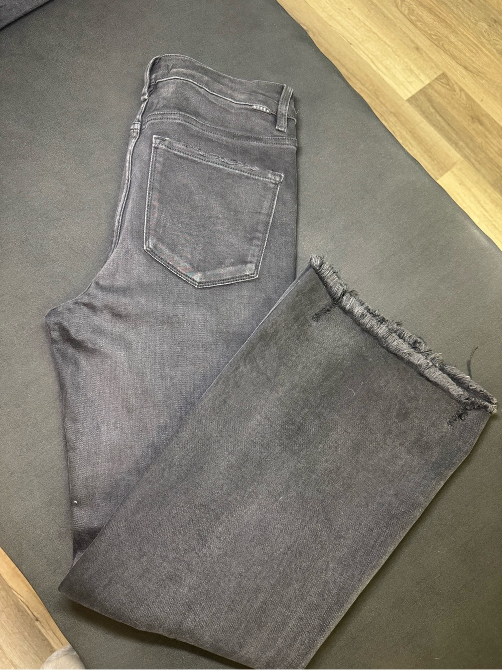 Frayed Hem Boot Cut Jeans in Washed Black - Never Worn